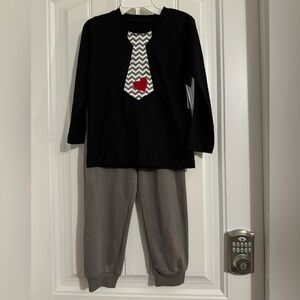 Cute Planet Cotton boys size 4T black gray shirt pants set pockets pull on